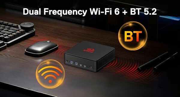 Redragon MPC745 Mini PC AI NPU AMD Ryzen 7 8845HS Processor(MAX 5.1 GHz), Mini Desktop Computer ,Radeon 780M Graphics & 16GB DDR