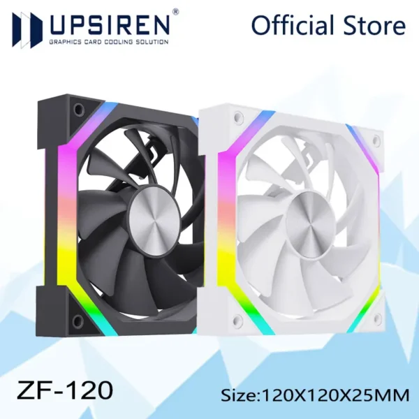 UPSIREN ZF-120 Computer Chassis Fan 12cm ARGB 4 Pin PWM Quiet Cooling Fan 12V Large Air Volume 45CFM/600-1500RPM