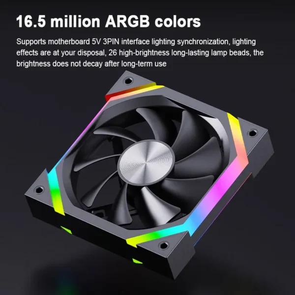 UPSIREN ZF-120 Computer Case Fan 12cm ARGB 4Pin PWM Quiet Cooling Fan 12V Large Air Volume 45CFM/600-1500RPM Use 26 lamp beads