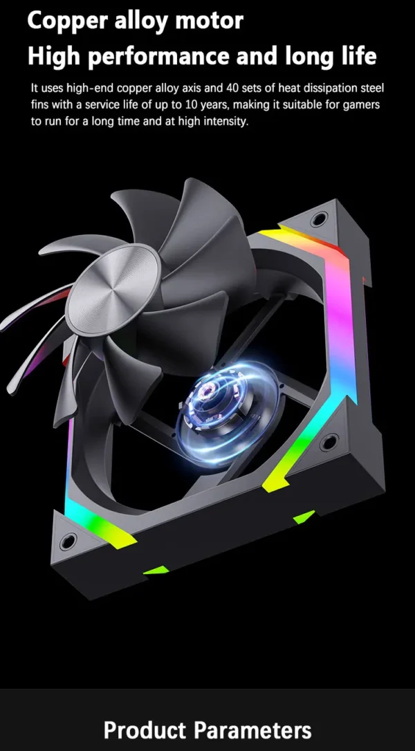 UPSIREN ZF-120 Computer Chassis Fan 12cm ARGB 4 Pin PWM Quiet Cooling Fan 12V Large Air Volume 45CFM/600-1500RPM