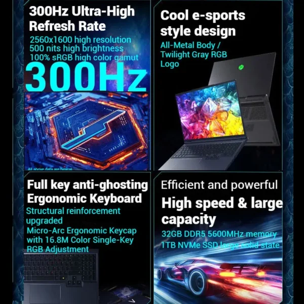 MECHREVO Canglong16 X Pro Gaming Laptop AMD Ryzen9 16-Core 16-inch 2.5K 300Hz RTX5070Ti SSD English Keyboard