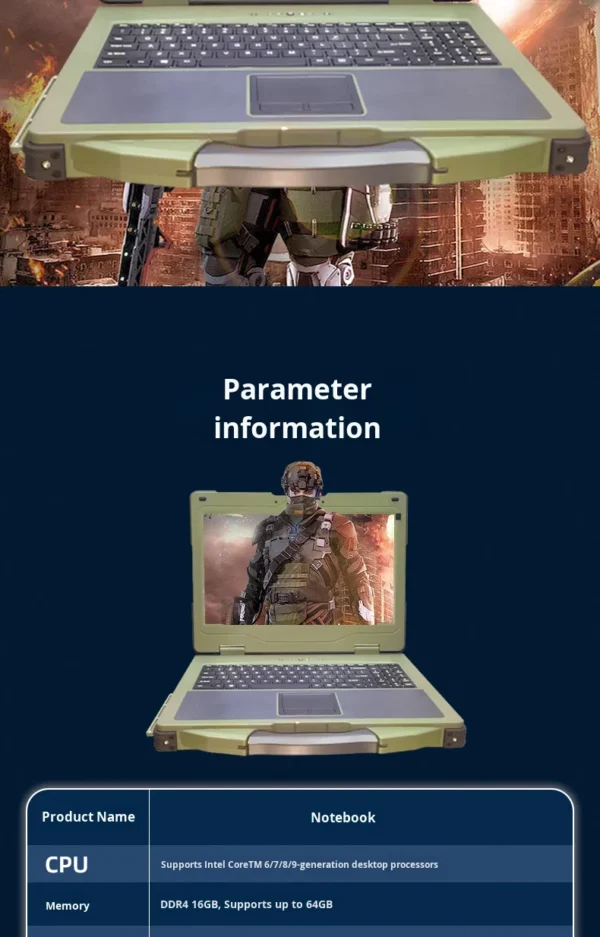 15.6inch New Dual Screen Industrial Rugged Notebook Portable Wide Temperature Outdoor Workstation Intel I5 Business Laptops