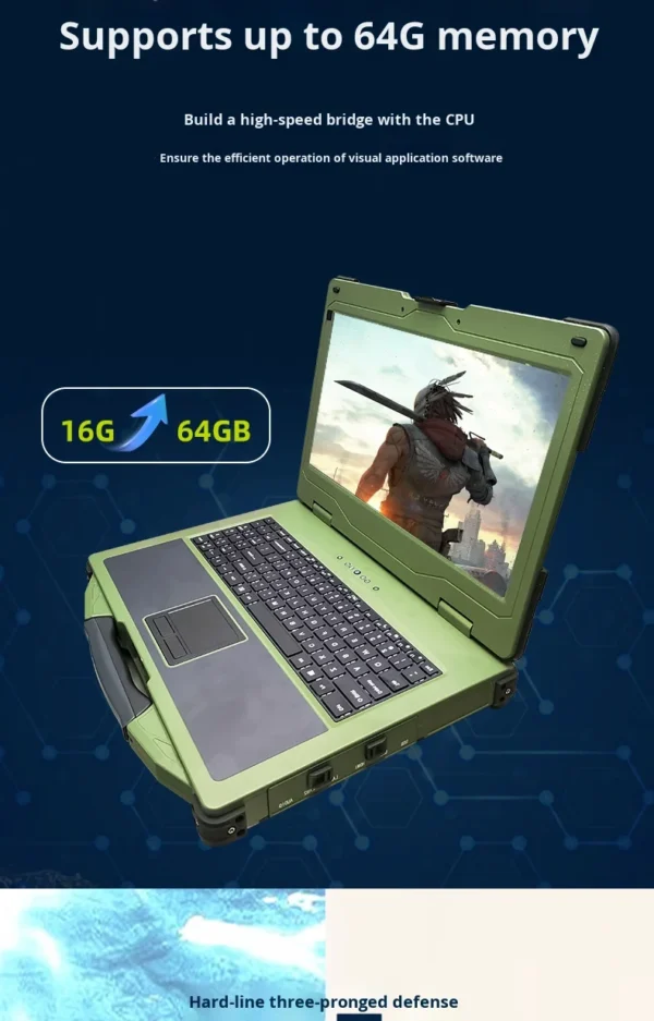 15.6inch New Dual Screen Industrial Rugged Notebook Portable Wide Temperature Outdoor Workstation Intel I5 Business Laptops