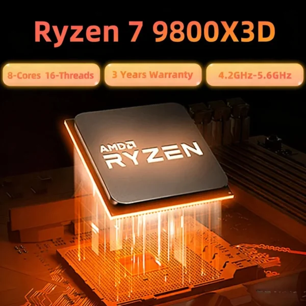 NEW AMD Ryzen 7 R7 9800X3D CPU Gaming Processor 8 Cores 16 Threads 4nm Process TDP 120W Frequency up to 5.0GHz Socket AM5
