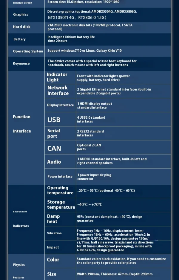 15.6inch New Dual Screen Industrial Rugged Notebook Portable Wide Temperature Outdoor Workstation Intel I5 Business Laptops