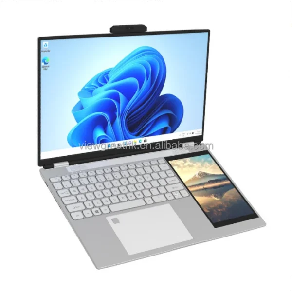 Factory Sale 15.6 inch +7 inch touch screen laptop business office design dual-screen N100 computer laptops brand new