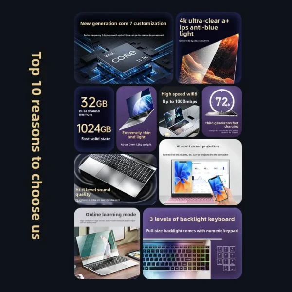 Wholesale Intel Core-i7 Notebook 15.6'' Win11 16+512GB Laptop Cheap Computers Laptops and Desktops for Gaming Office Business