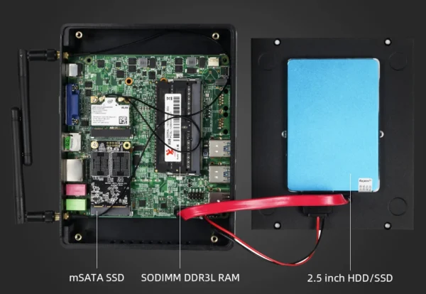 XCY Fanless Mini PC Intel Core i7 4500U i5 5200U 300M WiFi Gigabit Ethernet 8x USB VGA HDMI Display Windows 10 Linux HTPC