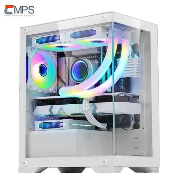 LED PC Gaming Case with Micro Support Audio Front Ports  Fan and Water Cooling for Desktop CPU Cabinet