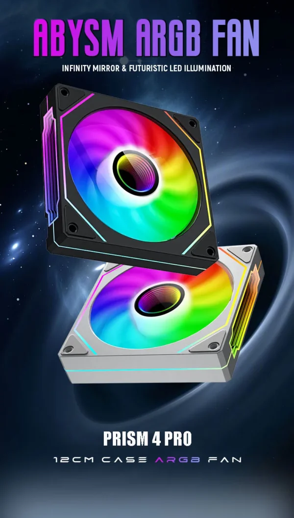 OEM PRISM 4 PRO Computer Chassis Fan 120mm 5V 3PIN ARGB 4 Pin PWM Quiet Cooling Fan 12V Large Air Volume 45.2CFM/600-1500RPM