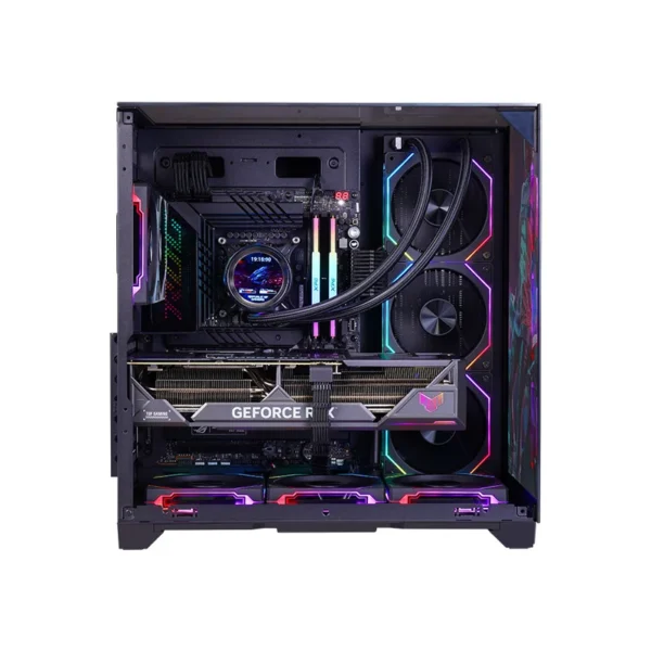 ATX Gaming PC Case Panoramic Tempered Glass 7 Fan Support RGB Lighting Desktop Computer Case High Airflow Gaming Chassis