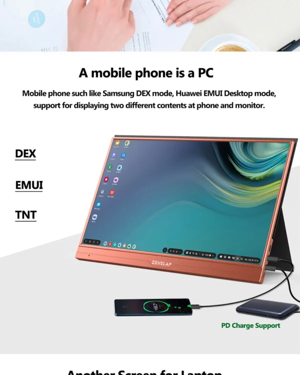 ZEUSLAP 15.6inch touching utrathin portable monitor remote control for phone, laptop, nintendo switch,steamdeck second screen