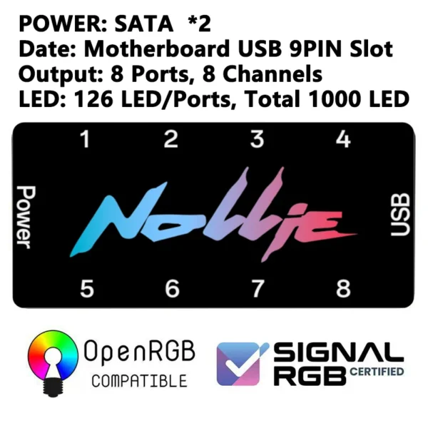 Nollie SignalRGB OpenRGB Universal 5V 3PIN ARGB Asynchronous Controller HUB For Computer PC Case Cooling Fans Light Strip