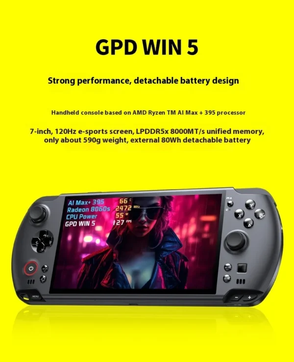 New GPD Win5 7" 120Hz 1080P LTPS Screen Handheld Gaming Console AMD395 M.2 2280 SSD Windows11 RGB Ergonomic Handheld Game Player