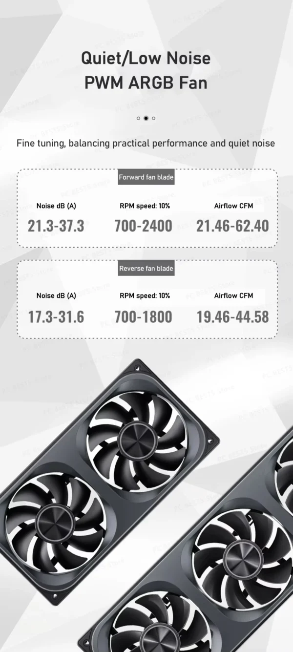 JONSBO ZA-120/240/360 Computer Case Fan 12CM 5V ARGB 120mm Monolithic Structure Water-Cooled Fan  PWM Forward/Reverse Fan Kits