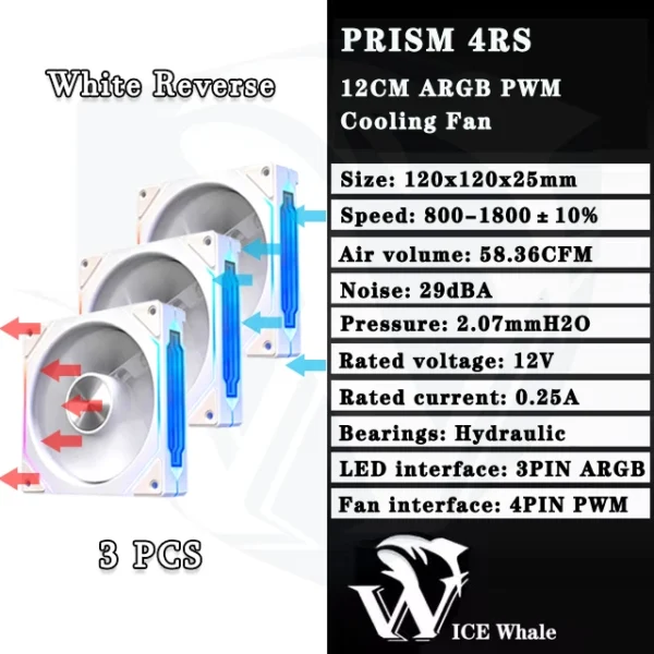 ICE Whale Prism 4RS ARGB PC Case Fan 120mm Infinity Mirror Design Motherboard Lighting Sync 4PIN PWM CPU Cooler Fan ventilador