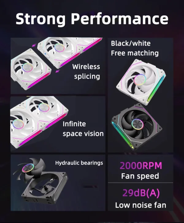 COOLCIRC CX-2 Computer Chassis Fan 120mm 5V 3-pin ARGB Cooler  12V/4PIN PWM 800-2000 RPM 3-in-1 Quiet Building Block Cooling Fan