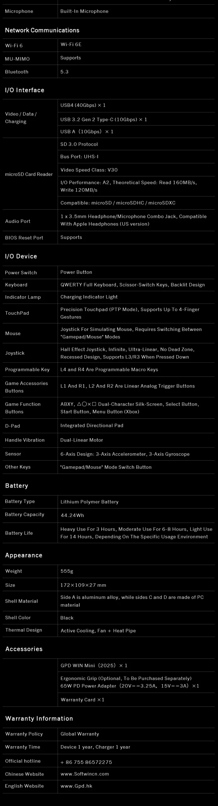 GPD WIN Mini 2025 AMD AI 9 HX 370 7Inch Handheld GamePad Tablet 32/64GB RAM 1/2TB ROM Pocket Mini PC Laptop Game Player Console