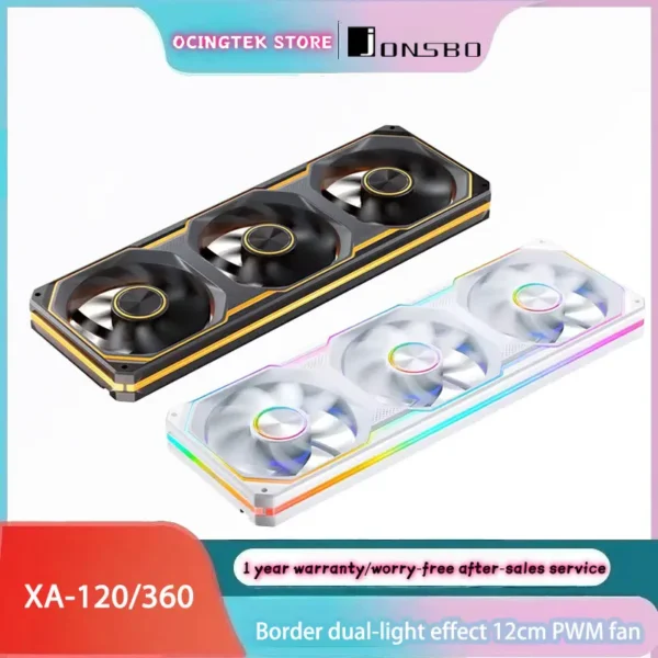 JONSBO XA-360/ XA-120 3-Pack 120mm Fan 5V/3Pin ARGB Three-Sided Mirror Integrated Cold Exhaust Cooling Fan for Desktop Computers