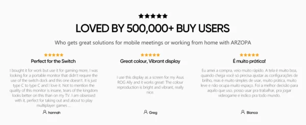 ARZOPA 16.1 inches Portable Gaming Monitor 144hz 100%sRGB 1080P FHD IPS Screen Second Screen for Switch,Xbox,PS5,Laptop,Mac,Z1FC