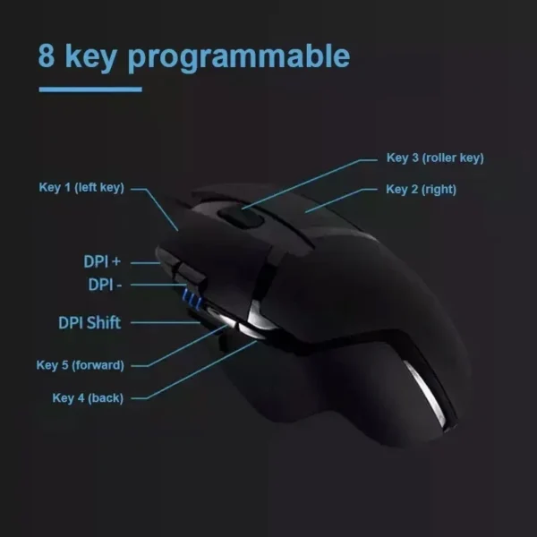 Logitech G402 Wired Gaming Mouse, Ergonomic, High Precision, Suitable for E-Sports and Office, Compatible with Laptops