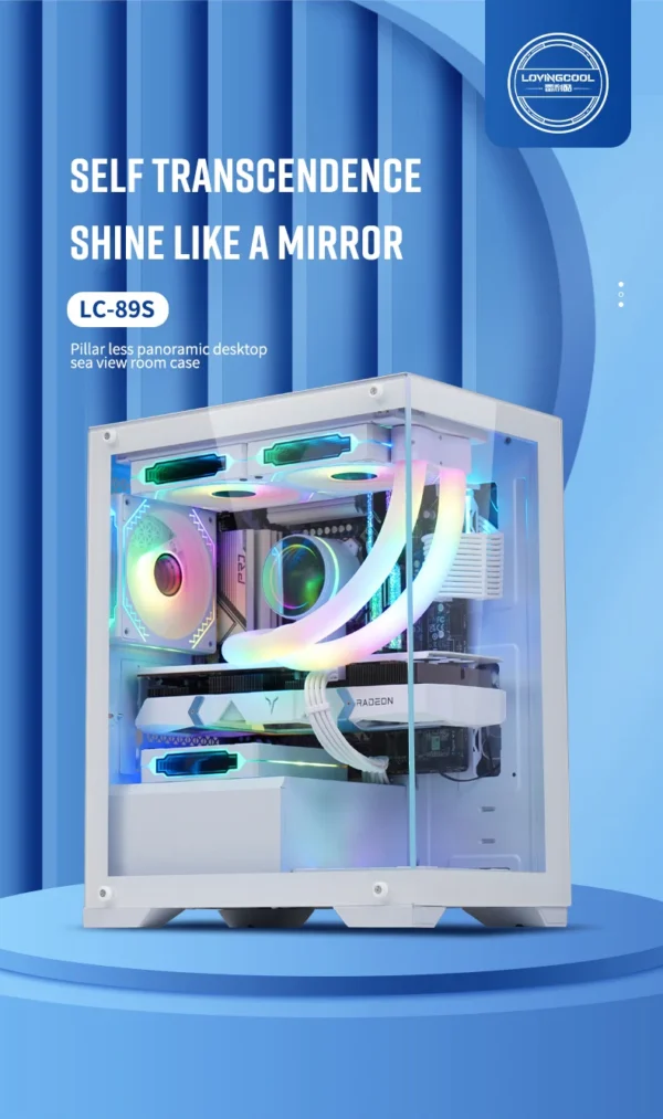 LED PC Gaming Case with Micro Support Audio Front Ports  Fan and Water Cooling for Desktop CPU Cabinet