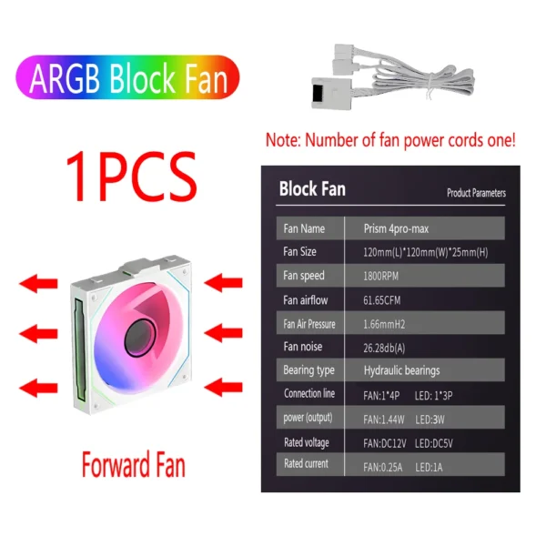 PC case fan 120mm ARGB mirror cycling lighting effect CPU cooling fan 4-pin PWM 58.36CFM fan for computer water cooling