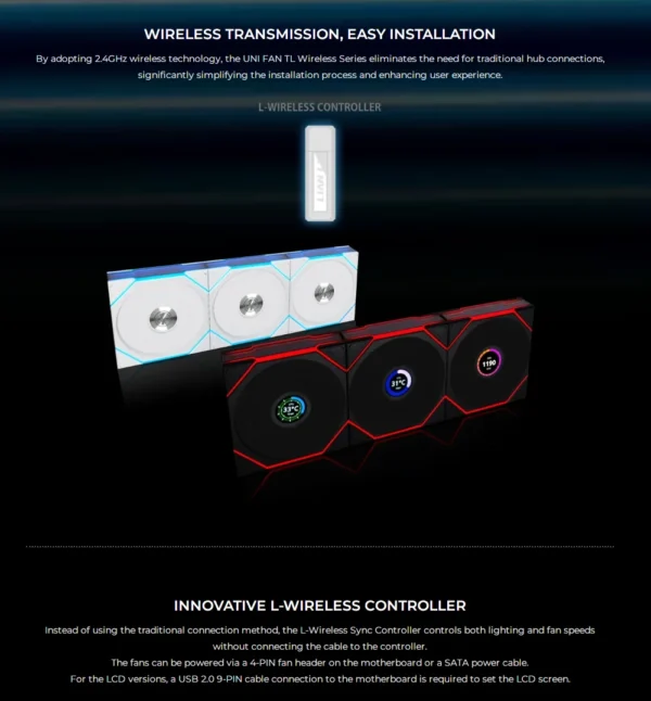 LIANLI UNI FAN TL120 Wireless version and TL LCD120 Screen fan There are positive leaves and inverse leaves. Individual pack,