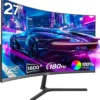 34 Inch Ultrawide Curved Gaming Monitor, 1500R PC Screen 165hz UWQHD 4K, Curved Computer Screen with FreeSync,Support Wallmount
