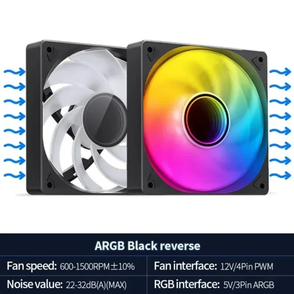 Jonsbo SL-120 12CM Case Fan 120mm 5V 3Pin ARGB Light Effect PWM Forward/Reverse Cooling Fan  High Air Volume Slient Fan