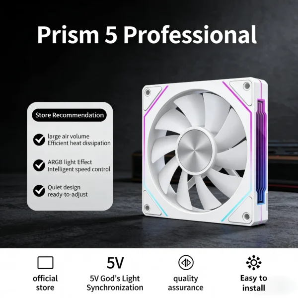 LDPCSJ Prism 4RS 120mm ARGB PC Case Fan with Infinity Mirror Design Motherboard Sync 4PIN PWM CPU Cooler Ventilador