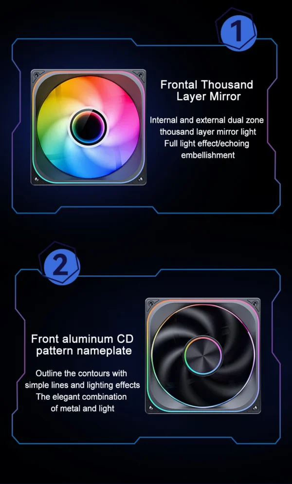 JONSBO ZA-140/420 Case Cooling Fan 140mm ARGB 3 Connected Bodies PWM Quiet Fan  Replaceable Fan Blades