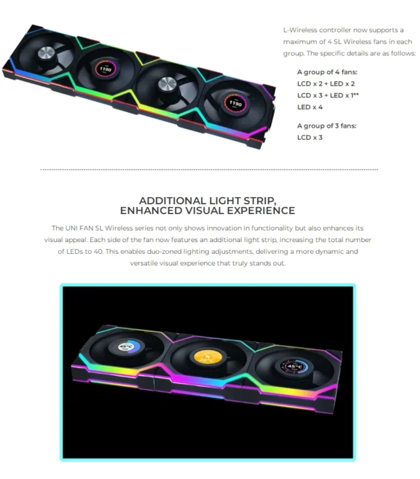 LIAN LI UNI FAN SL Wireless 120 Single Pack , Reverse Blade Triple Pack, LCD 120 Single Pack, Case fan, water cooled fan