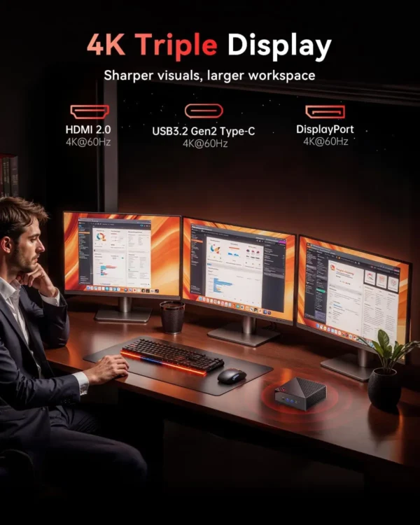Mini PC AMD Ryzen 7 7730U 32GB DDR4 512GB SSD 6-Core up to 4.5GHz,Portable Mini Desktop Computer Wifi6 4K Display Window 11 PRO