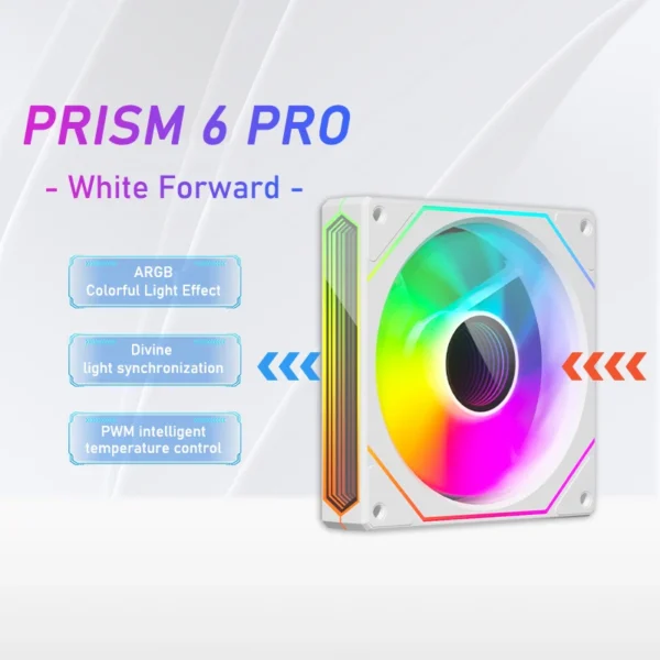 ZEZZIO Prism 6 pro 12cm ARGB Sync 4PIN PWM Computer Chassis Fan Quiet Cooling with Fluid Bearing 800-1600 RPM Case Fan