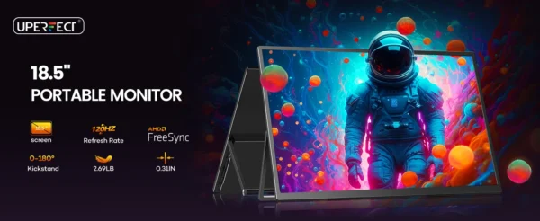 UPERFECT 18.5" 120Hz Portable Monitor 100% sRGB 1080P FreeSync IPS Speakers USB C Mini HDMI Gaming Display For Phone NS PS5 XBOX