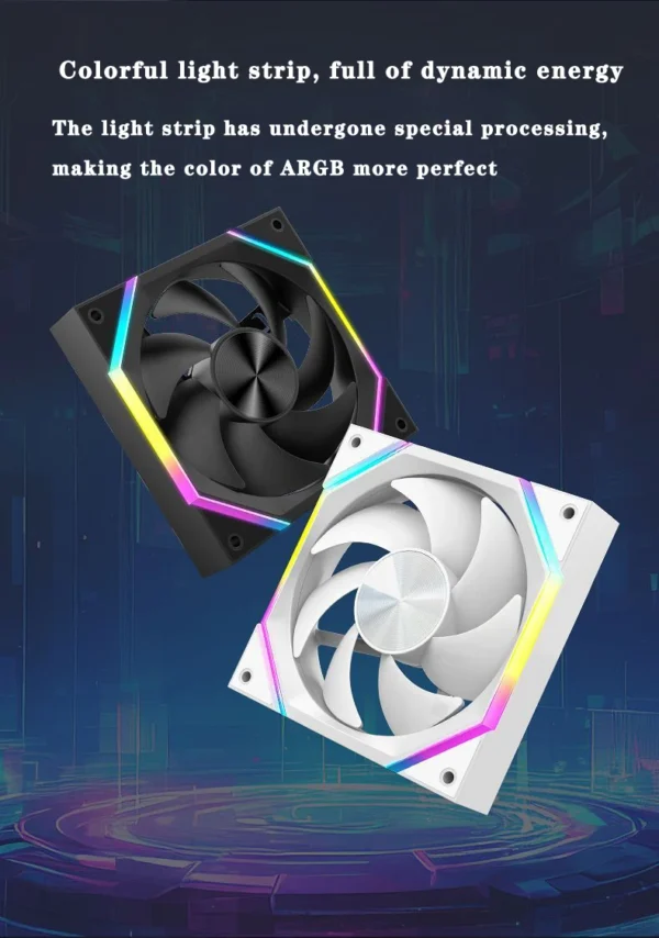 ICE Whale IW-12 Computer PC Case Fan 120mm ARGB 4Pin PWM Cooling Fan Motherboard Sync 61.5CFM/2000RPM CPU Cooler Ventilator