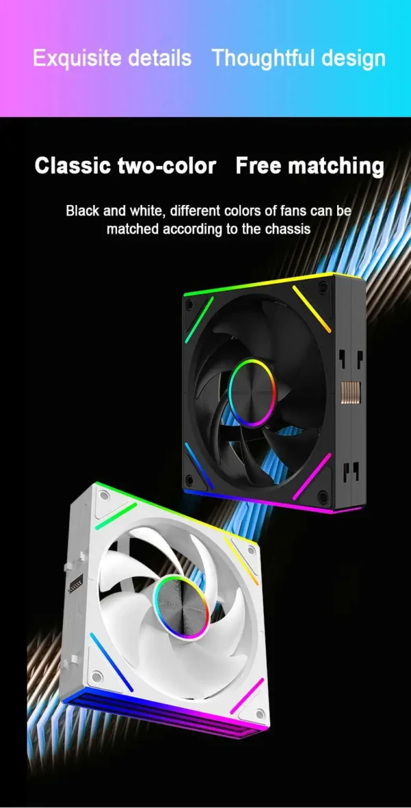 UPSIREN WF-3 120mm Wire-free splicing case fan motherboard light synchronization 4PIN PWM Center axis CD texture design 12CM