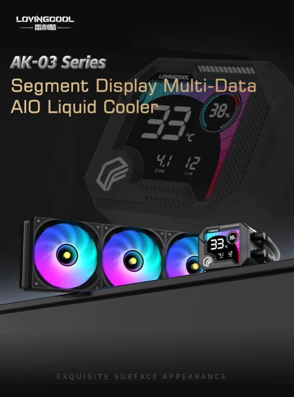 LOVINGCOOL AK water cooler 240mm 360mm broken code screen dynamic digital display liquid cooler ARGB Abyss Mirror Cold radiator