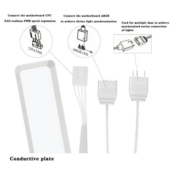 ICE Whale WX-2 Wire-Splicing PC Case Cooling Fan ARGB Mirror Cycle Light Effect 600-1800RPM PWM Water Cooling 360mm Cooler Fan