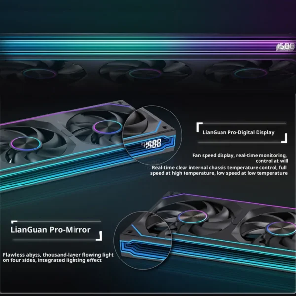 LOVINGCOOL Coherent Pro-360/240/120 ARGB digital display PC fan computer case Siamese Building block fan Integration