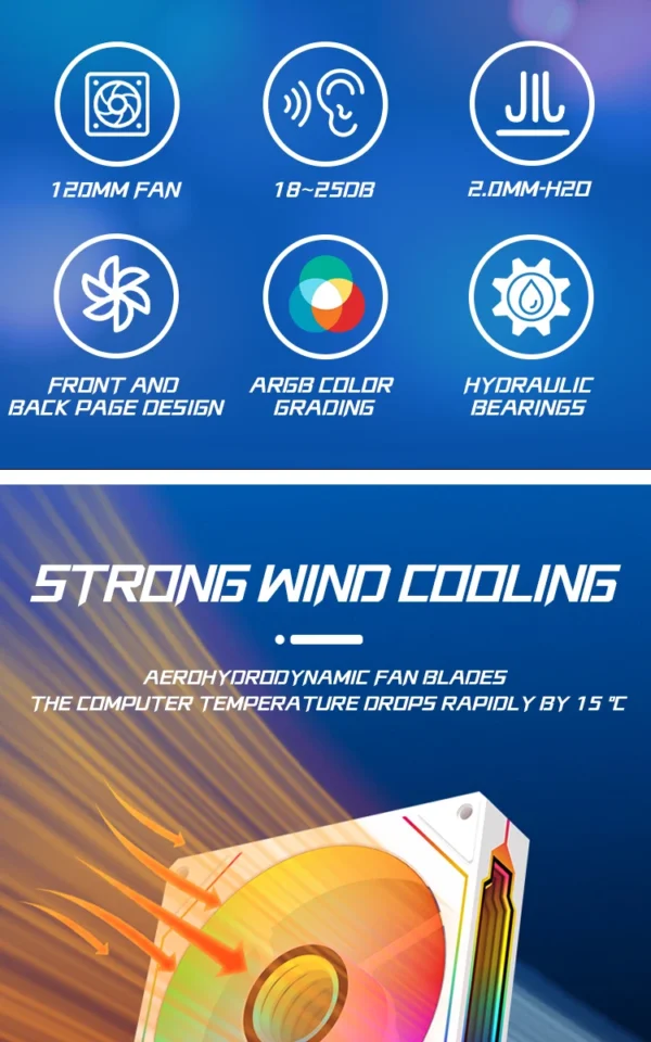 PRISM IV PRO Case Cooling Fan 120mm 5V 3 PIN ARGB, 12V 4 PIN PWM, for CPU & Case,Infinity Mirror Series,1650 RPM, 65 CFM