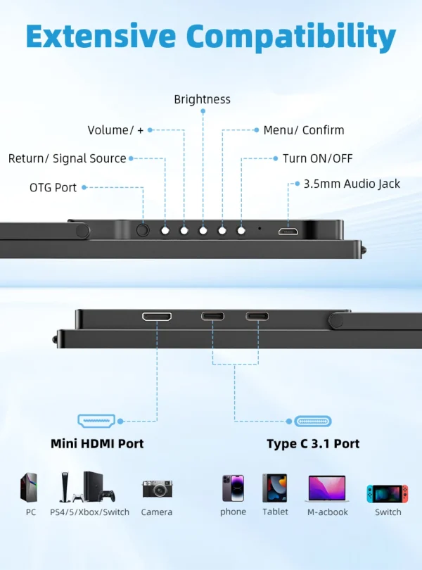 UPERFECT 18.4 inch 4K QLED Portable Monitor Gaming Computer Display Ultra-Slim Extend Screen For PS5/4 Switch Laptop PC Mac Xbox