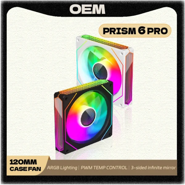 OEM PRISM 6 PRO PC Fan 120mm 5V 3PIN ARGB 4Pin PWM Cooling Fan 12V Large Air Volume Computer case Fan ventilador