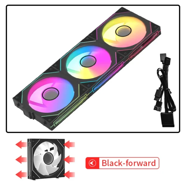 Coolcirc Cableless PC Case Fan 12V/4Pin PWM 800-1800RPM Silent 5V/3Pin ARGB Triple Pack 120mm Ventilator Use for Water Cooling