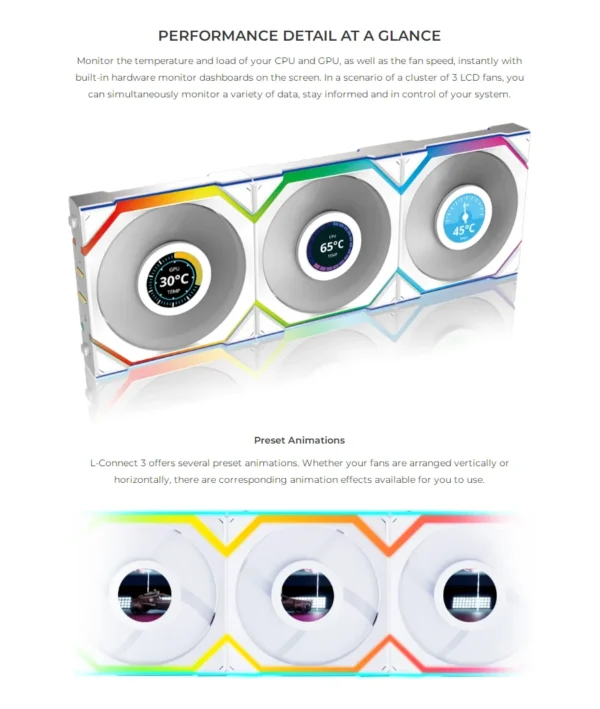 LIAN LI UNI FAN SL Wireless 120 Single Pack , Reverse Blade Triple Pack, LCD 120 Single Pack, Case fan, water cooled fan