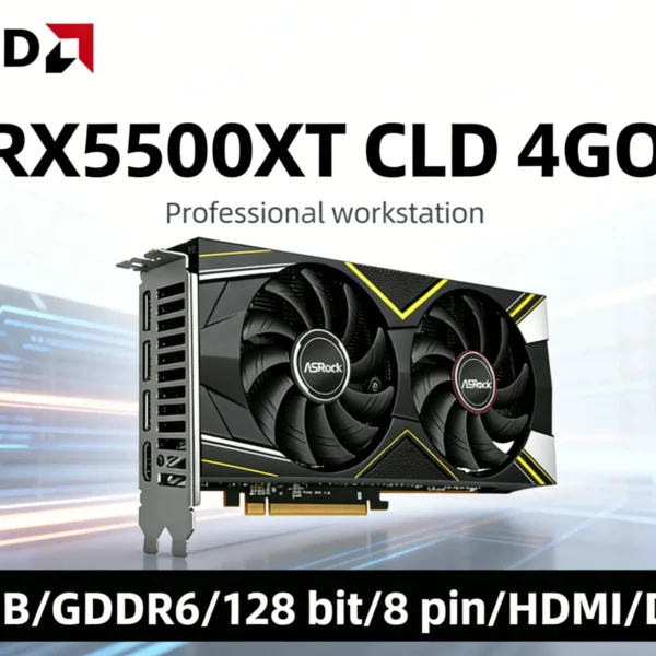 ASROCK AMD Radeon RX 5500 XT CLD 4GO GPU 4GB GDDR6 128-bit graphics card support PCI-E 4.0 HDMI 2.0b DP 1.2a 8-pin Double Fan