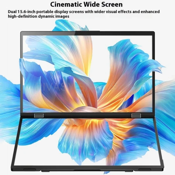15.6 Inch Dual Screen Portable Monitor for PS5 Switch Hosts HD 1080P PC Secondary Screen 360° Rotation One-Cable LCD IPS Panel