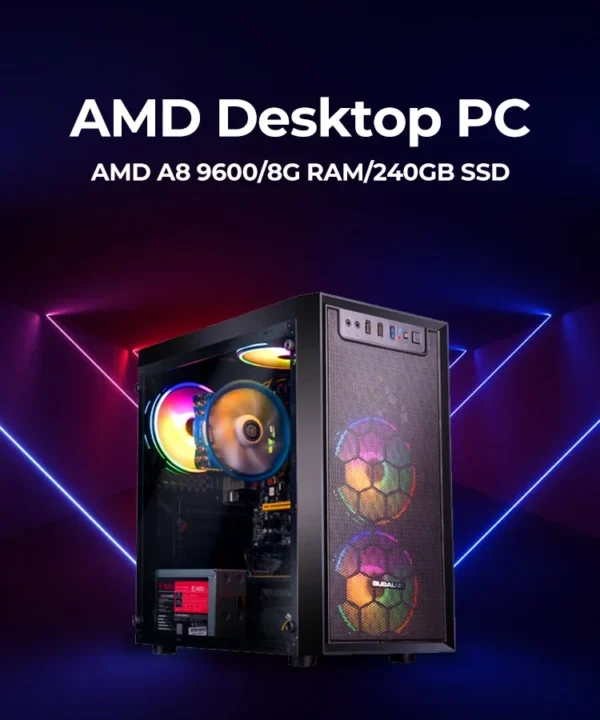 RGB Desktop PC Computer, AMD Ryzen 5 3400G up to 4.2GHz, 16G DDR4, 512G SSD, WiFi 6 & BT 5.2, RGB Fan x6, RGB Keyboard