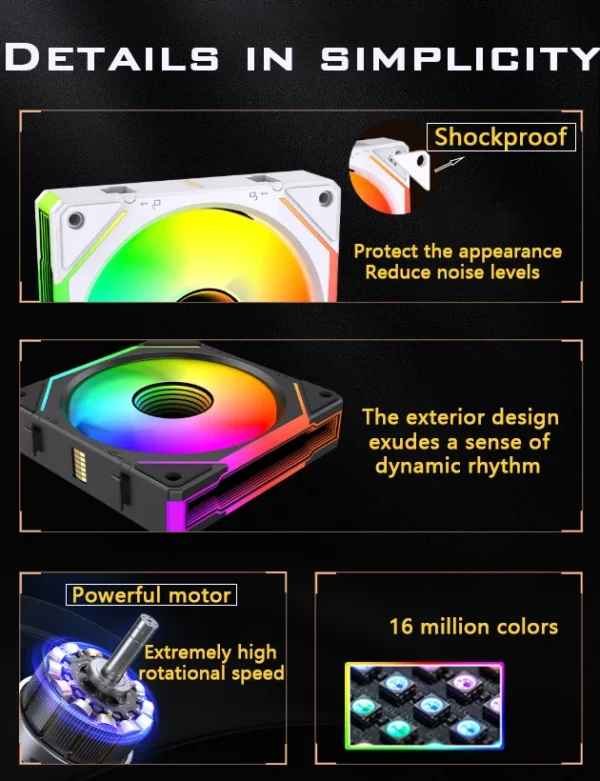 Prism 4 Pro Building Blocks Modular Case Fan ARGB Mirror Cycle Light Effect 800-2000RPM PWM Water Cooling 120mm Cooler Fan